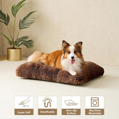 EHEYCIGA Fluffy Dog Crate Bed for Medium Dogs, Plush Faux Fur Crate Pad, Calming Anti Anxiety Medium Dog Bed, Washable Soft Warm Crate Mat with Non-Slip Bottom