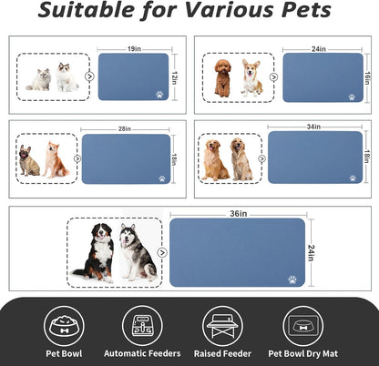 HotLive Dog Food Mat - Absorbent Cat Mat for Food and Water, No Stains Pet Feeding Bowl Mat, Easy to Clean Pet Placemats, Quick Dry Dog Water Dispenser Mat for Messy Drinkers | Paw Dark Grey 12"x 19"
