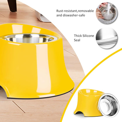 Tilted Elevated Dog Bowls Non-Slip & Non-Spill Pet Feeder with Elevated Detachable Melamine Stand, High Capacity Tilted Dog Bowl for Medium Small Size Dogs M/2 Cup Black