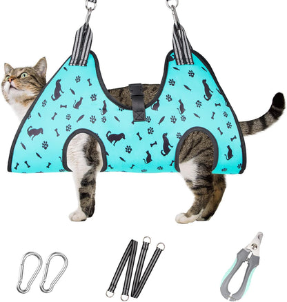 ATESON Pet Grooming Hammock with Nail Clippers/Nail Trimmers/Grooming Scissors, Dog Grooming Harness for Nail Trimming, Pet Grooming Sling Helper