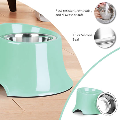 Tilted Elevated Dog Bowls Non-Slip & Non-Spill Pet Feeder with Elevated Detachable Melamine Stand, High Capacity Tilted Dog Bowl for Medium Small Size Dogs M/2 Cup Black