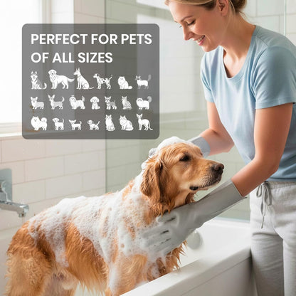 DELOMO Pet Grooming Gloves 1 Pair: Soft and Gentle Silicone Dog Washing Gloves - Bathing Scrubber Brush Mitt Grooming Shedding Fur Removal Massage for Dogs/Cats/Horse, Purple