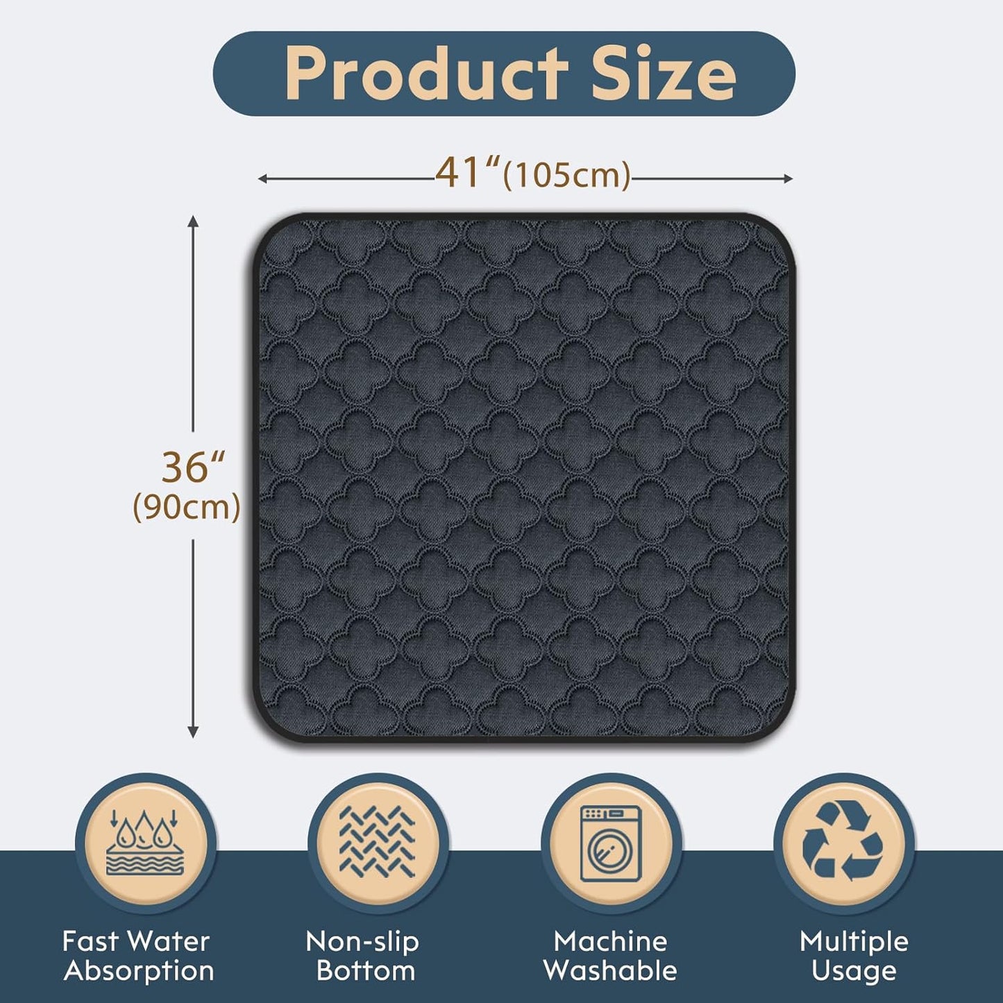FunFurry Washable Pee Pads for Dogs - 4 Pack Reusable Pee Pads，Waterproof Puppy Pads，Pet Training Pads，Super Absorbent with Dog Paw Shape Non-Slip Backing (Cream, 18" X 24" - 4 Pack)