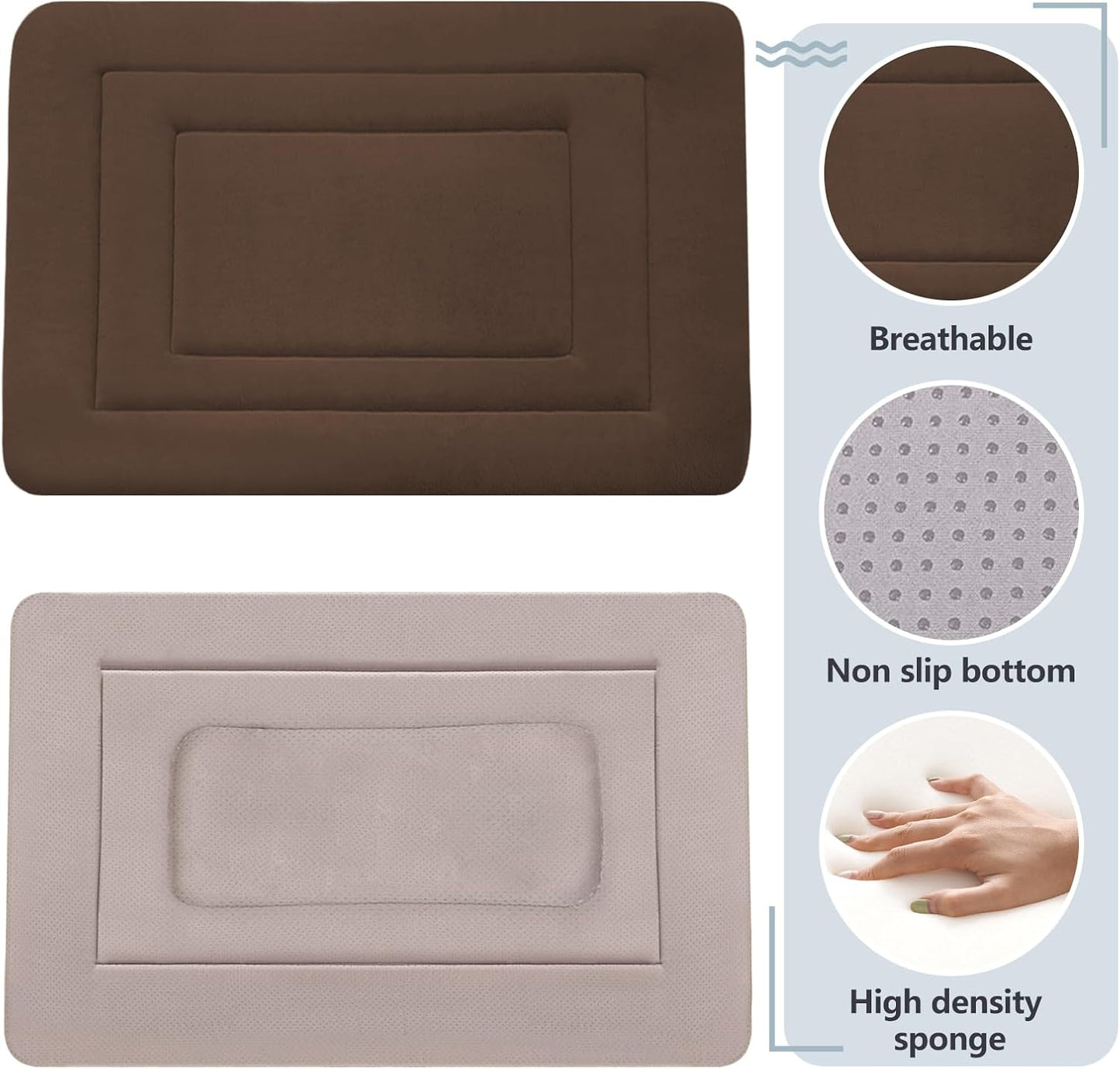 Dog Bed Soft Dog Crate Bed Pad Mat, 42 in Non Slip Bottom Washable Beds for Large Dogs, Pet Bed Mattress Kennel Pad, Dark Gray