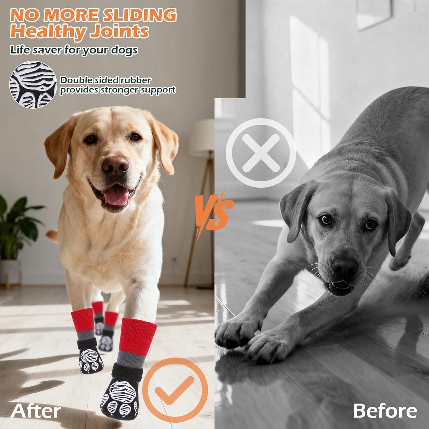 EXPAWLORER Anti Slip Dog Socks to Prevent Licking Paws, Dog Shoes for Hot Pavement Walk, Dog Booties for Hardwood Floors, Dog Boots & Paw Protectors with Grippers for Small Medium Large Senior Dogs M
