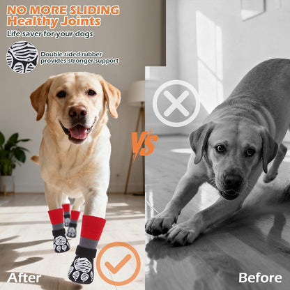 EXPAWLORER Anti Slip Dog Socks to Prevent Licking Paws, Dog Shoes for Hot Pavement Walk, Dog Booties for Hardwood Floors, Dog Boots & Paw Protectors with Grippers for Small Medium Large Senior Dogs M