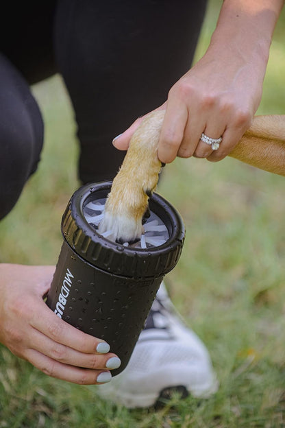 Dexas MudBuster Medium Dog Paw Cleaner in Fuchsia - Fits 1.5"-2.5" Wide Paws, Portable Paw Washer for Muddy Paws, Dog Paw Cleaning Cup with Gentle Silicone Bristles, Quick Clean Pet Paw Washer
