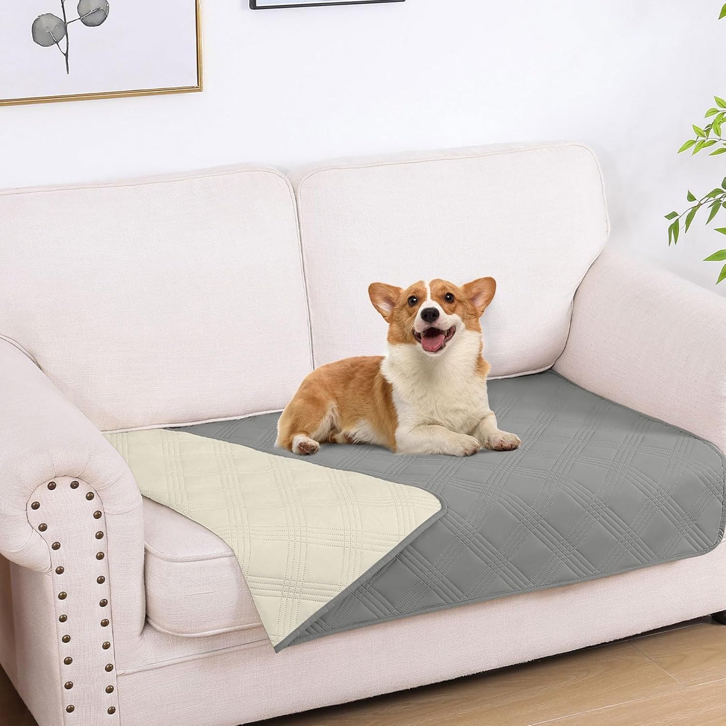 hyha Waterproof Dog Bed Blanket, Soft Pet Blankets, Waterproof Couch Cover for Dogs, Reversible Sofa Covers Washable for Furniture (30x70 Inch, Grey/Dark Grey)