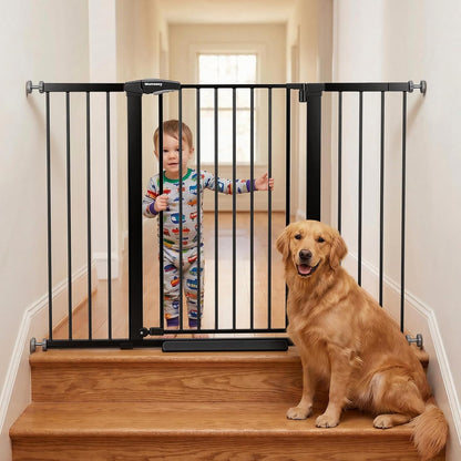 Mumeasy 36" High Extra Tall Dog Gate, 29.6"-40.5" Wide Pressure Mounted Tall Baby Gate for Dog, Auto Close Pet Gate with Door for Stairs,Doorways,House,Black