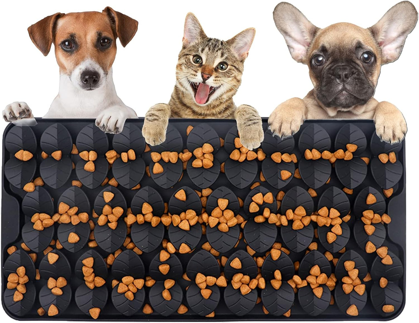 Silicone Snuffle Mat for Dogs Slow Feeder Lick Mat with Suction Cups Dogs Sniff Mat Dogs & Cats Entertainment Toys for Boredom(Black)
