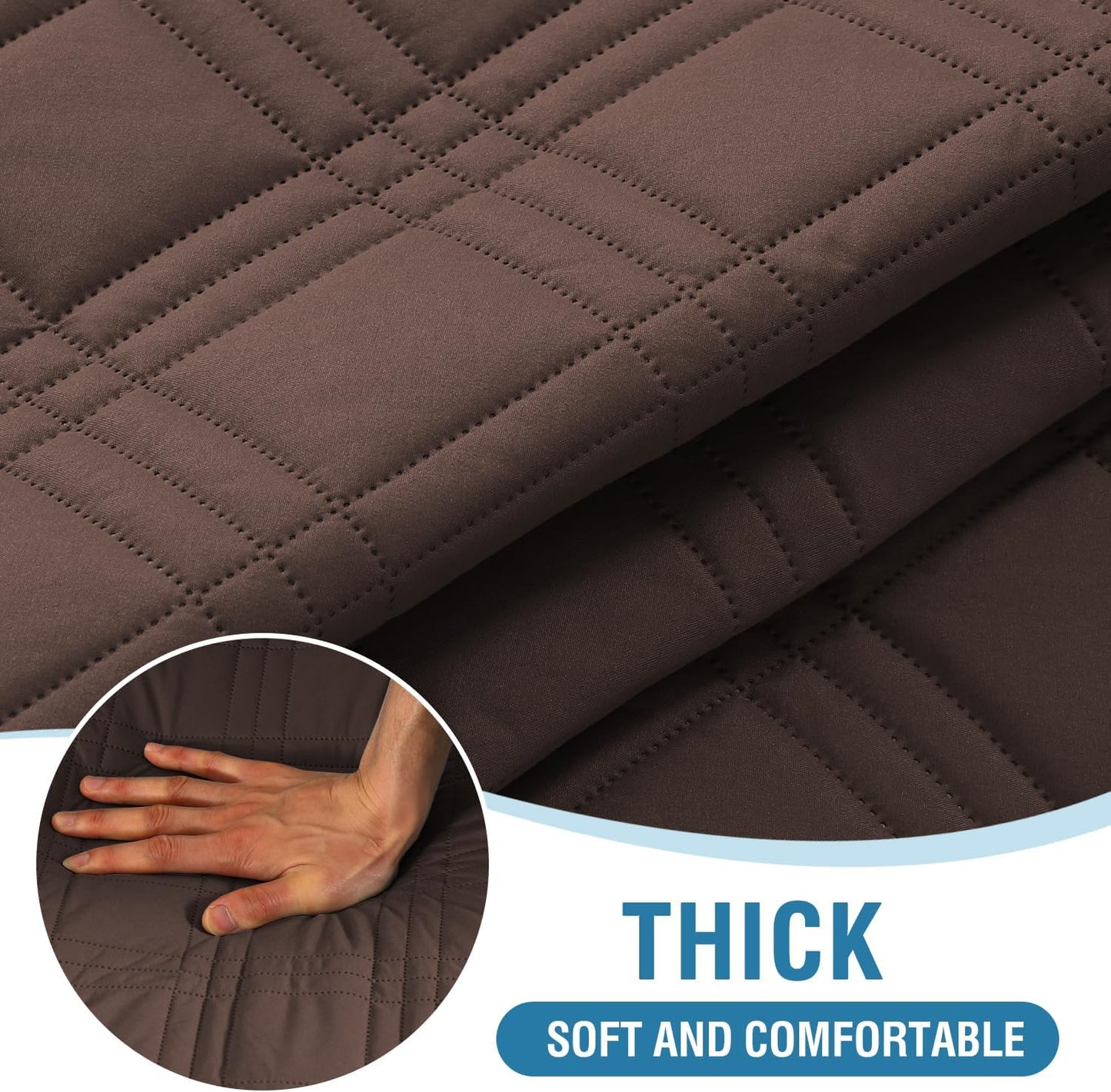 H.VERSAILTEX 100% Waterproof Slipcovers for Couches and Sofas Modern Pet Couch Cover Thick Soft Furniture Protector with Elastic Straps(Sofa, Lily Pad/Beige)