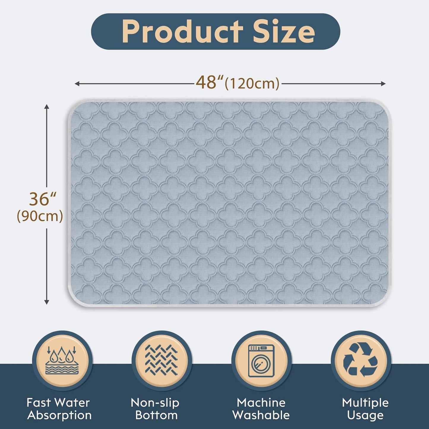 FunFurry Washable Pee Pads for Dogs - 4 Pack Reusable Pee Pads，Waterproof Puppy Pads，Pet Training Pads，Super Absorbent with Dog Paw Shape Non-Slip Backing (Cream, 18" X 24" - 4 Pack)