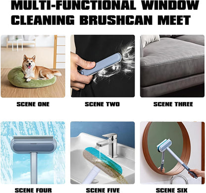 4 in 1 Pet Hair Remover Tool, Grey, 23.3Inch Adjustable Long Handle, Reusable, Washable Lint Cleaner for Dog and Cat Hair, Gentle on Furniture, for Couch, Furniture, Carpet, Clothes, Bedding