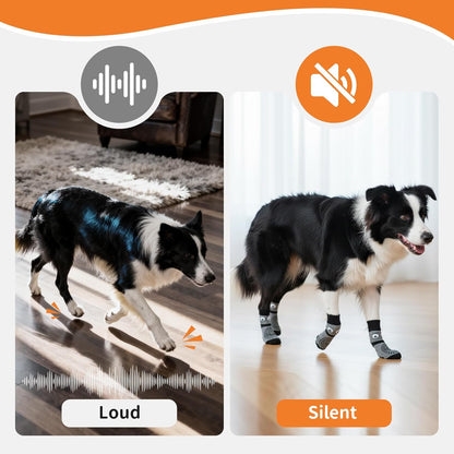Non-Slip Dog Socks & Owner Sock Set- Extra-Grip, Paw Protection for Senior & Active Dogs(Grey,L)