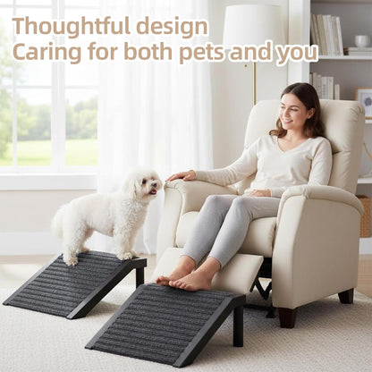 Dog Ramp for Stairs – Non-Slip Pet Steps with Locked-in Carpet & Iron Frame, Helps Senior Dogs & Small Breeds Climb Safely (2-Pack)