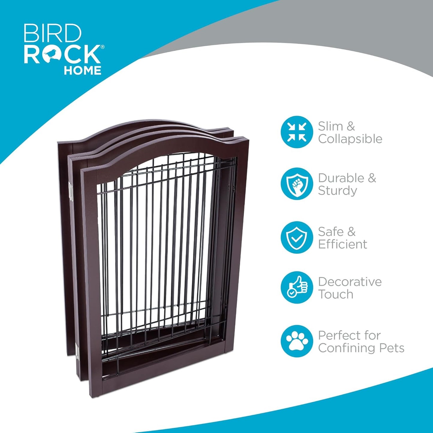 Internet's Best Wire Dog Gate with Arched Top - 4 Panel - 30" Tall - White