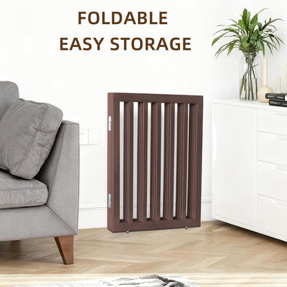 ZJSF Freestanding Indoor Dog Gate for House Foldable Wood Brown Puppy Gate for Doorways Pet Gate for Stairs Extra Wide Pet Fence 24" Height 2 Panels