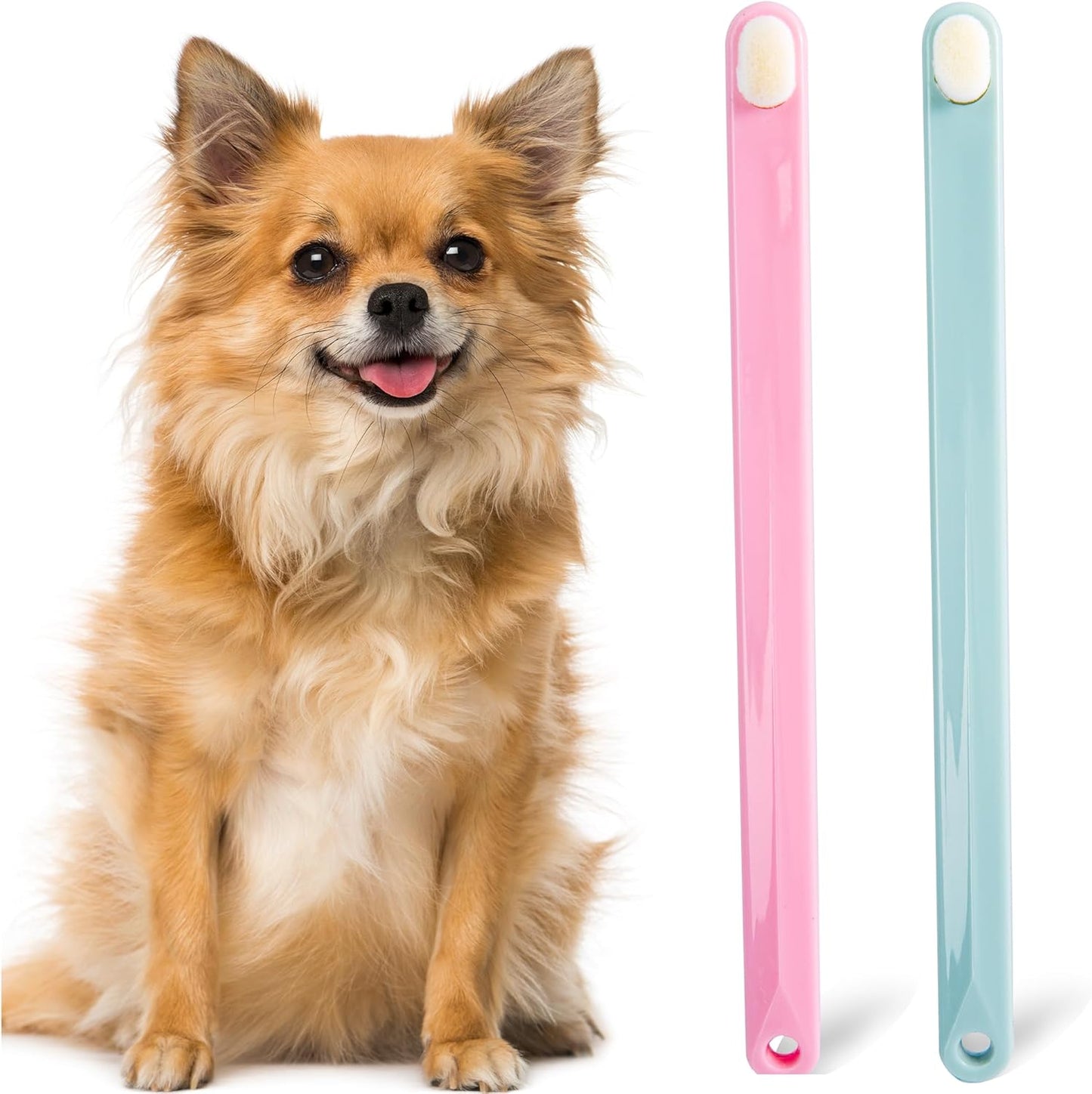 Dog Toothbrush Kit 2 Pack, Ultra Soft Pet Tooth Brush for Medium to Large Dogs & Cats, Animal Teeth Brushing Kit for Easy Dental Cleaning, 2 Pcs, Pink