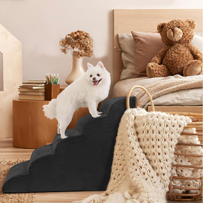 Dog Stairs for Small Dogs, 3 Tiers High Density Foam Dog Ramp, Extra Wide Non-Slip Pet Steps for High Beds Or Couch, Soft Foam Doggie Ladder for Dogs Injured, Older Pets, Small Cats