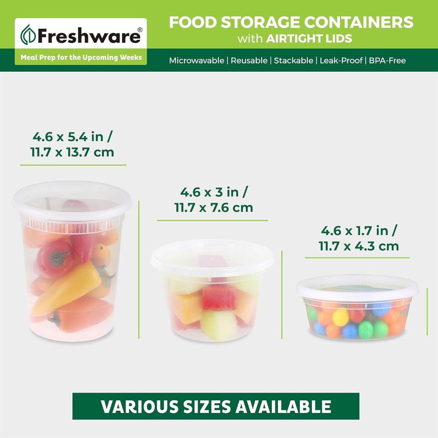 Freshware Food Storage Containers [50 Set] 25 oz Plastic Deli Containers with Lids, Slime, Soup, Meal Prep Containers, BPA Free, Stackable, Leakproof, Microwave, Dishwasher and Freezer Safe