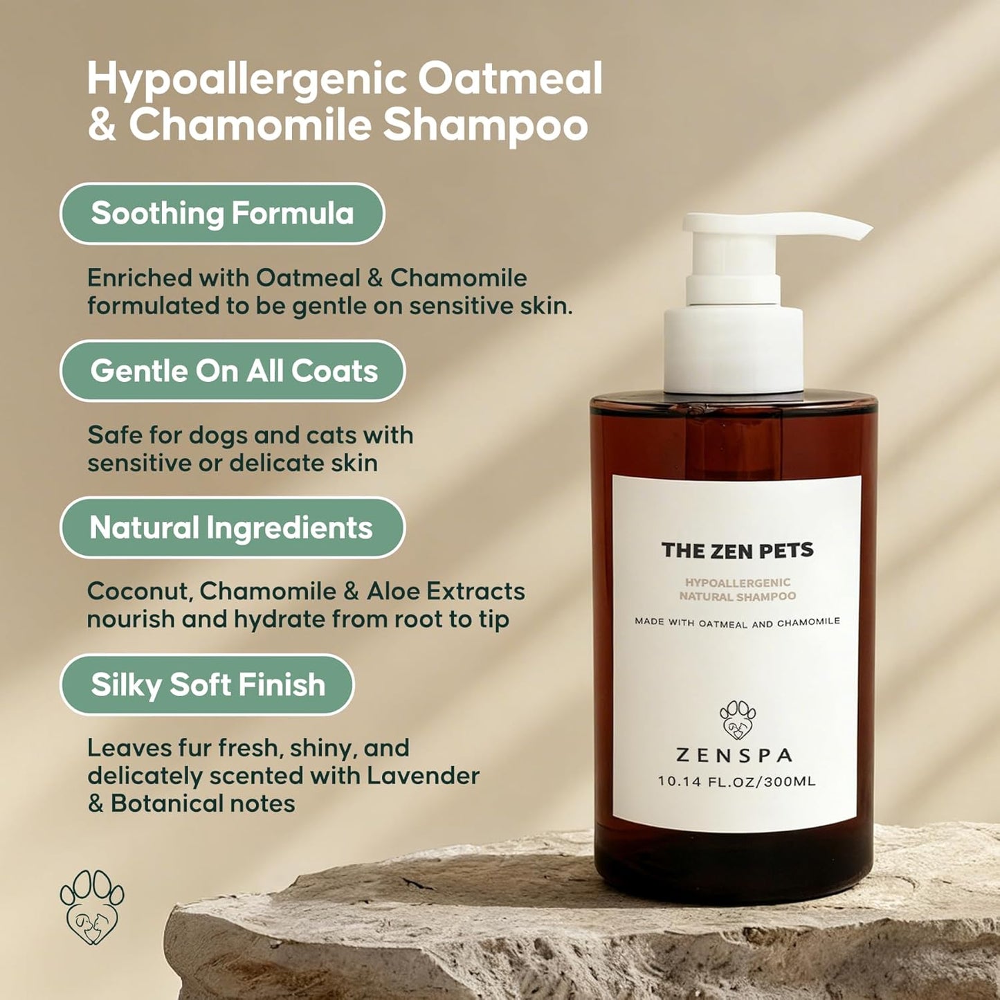 ZenSpa 4-in-1 Dog Spa Kit | Oatmeal Shampoo, Conditioner, Paw Cleaner and Nose Balm | Hypoallergenic Natural Formula for Sensitive Skin | All Breeds and Puppies