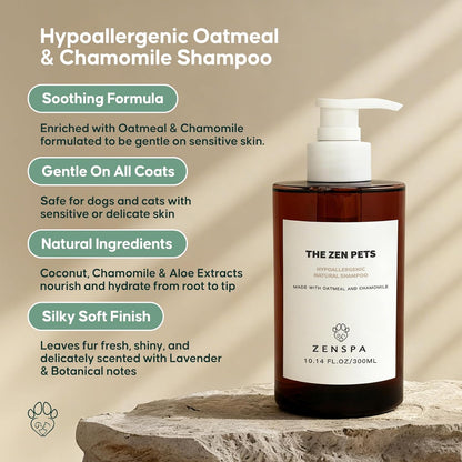 ZenSpa 4-in-1 Dog Spa Kit | Oatmeal Shampoo, Conditioner, Paw Cleaner and Nose Balm | Hypoallergenic Natural Formula for Sensitive Skin | All Breeds and Puppies