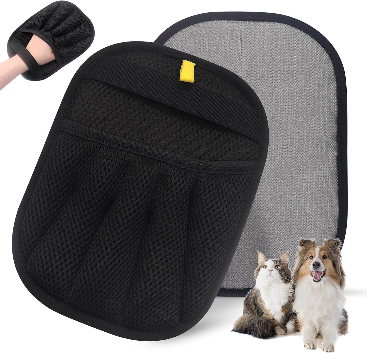 Pet Hair Removal Glove for Cats & Dogs, Upgraded Five-Finger Electrostatic Pet Hair Removal Tool, Reusable Magic Brush Pet Hair Remover for Laundry, Couch, Carpet, Car Seat & Clothing (Steel)