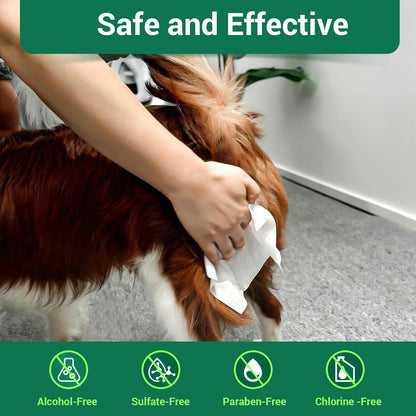 32 PCS Unscented Extra Thick Pet Bathing Wipes for Dogs & Cats, Dog Wipes Washing Gloves, Cleaning & Deodorizing Grooming Gloves for Daily Care and Traveling with EDI Water, Glycerin, Aloe Extract
