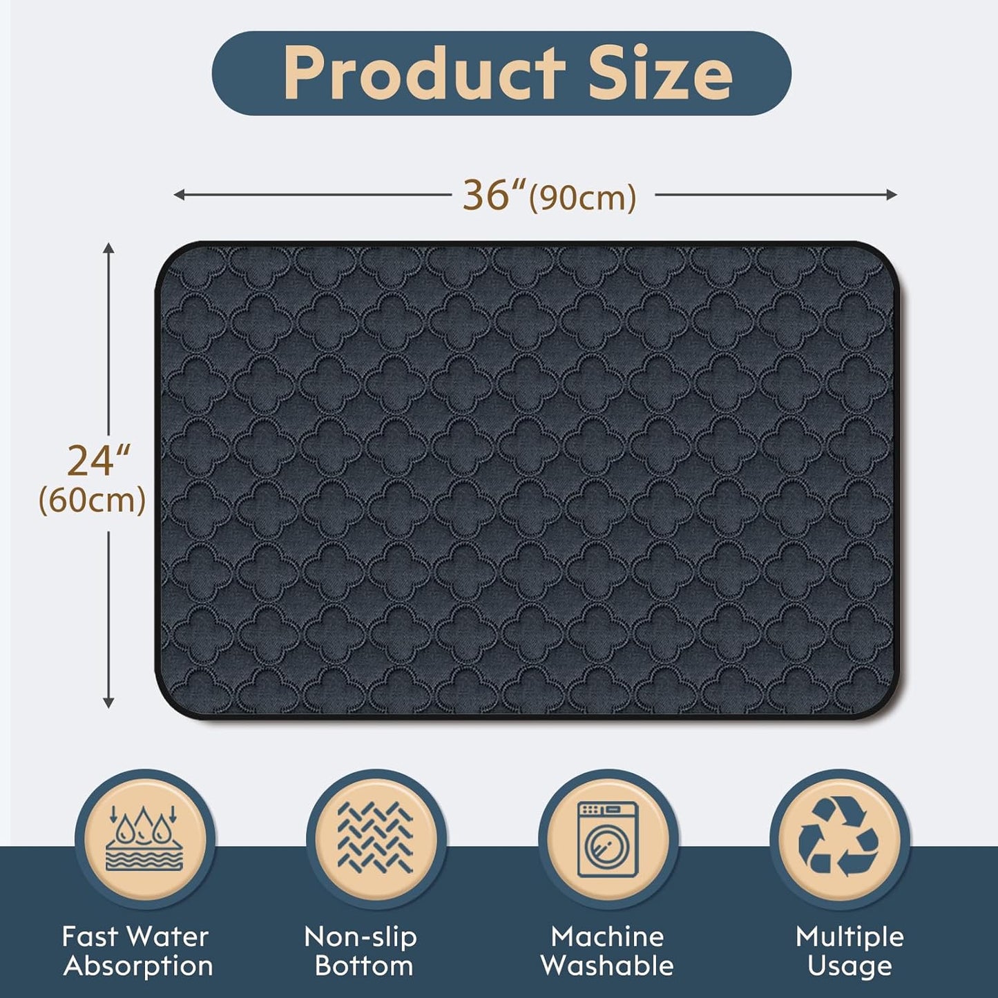 FunFurry Washable Pee Pads for Dogs - 4 Pack Reusable Pee Pads，Waterproof Puppy Pads，Pet Training Pads，Super Absorbent with Dog Paw Shape Non-Slip Backing (Cream, 18" X 24" - 4 Pack)