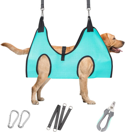 ATESON Pet Grooming Hammock with Nail Clippers/Nail Trimmers/Grooming Scissors, Dog Grooming Harness for Nail Trimming, Pet Grooming Sling Helper
