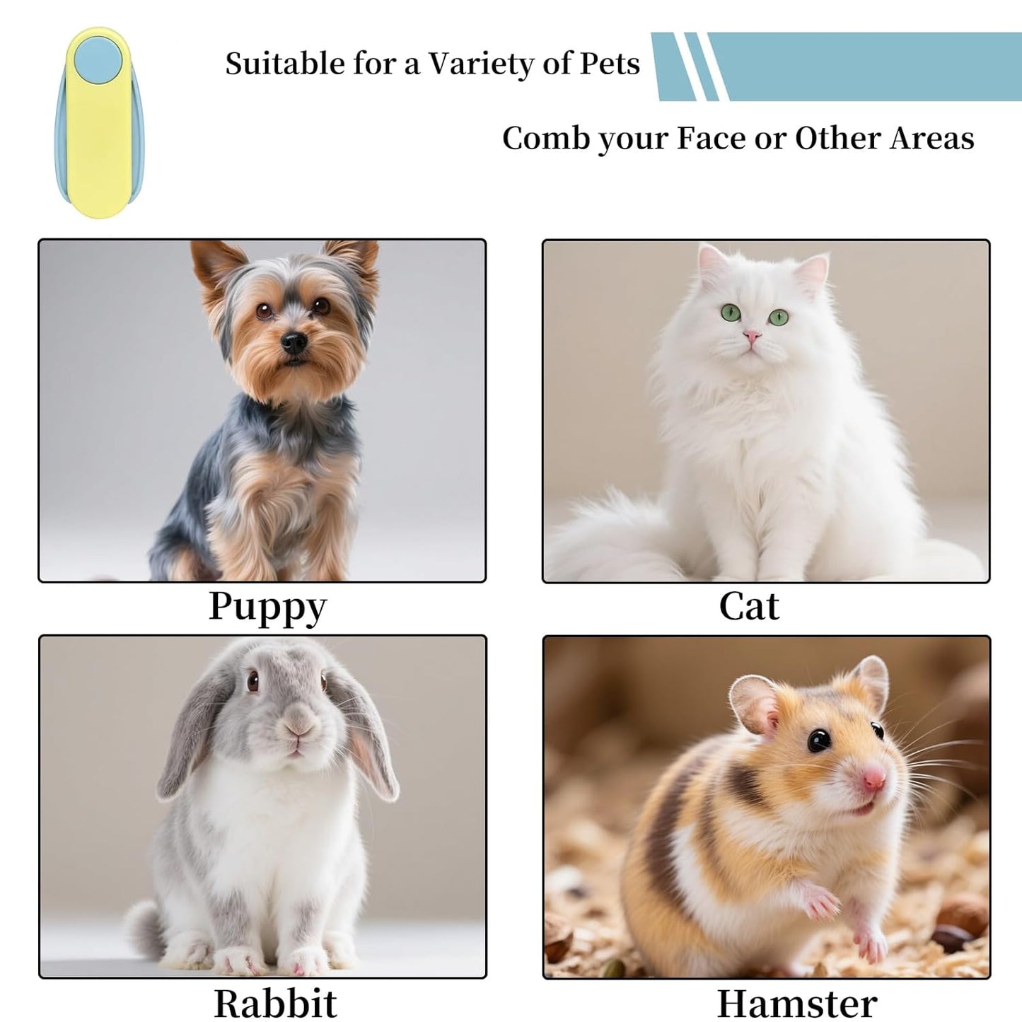 Foldable Dual-Head Tear Stain Remover Eye Comb for Small Dogs Cats Hamsters Grooming Tool, Fit Yorkie, Shih Tzu, Maltese, Poodle, Cockapoo ， Puppy Essentials, Flea Brush (Yellow)