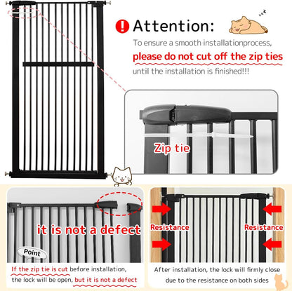 Lumizone Extra Tall Cat Gate 61.02" High Pressure Mounted Extra Wide 30.12"-34.05" (17Sizes) 1.37" Gap No Drilling Auto-Close Tall Pet Gate for Dogs (Black, 30.12"-34.05" W)