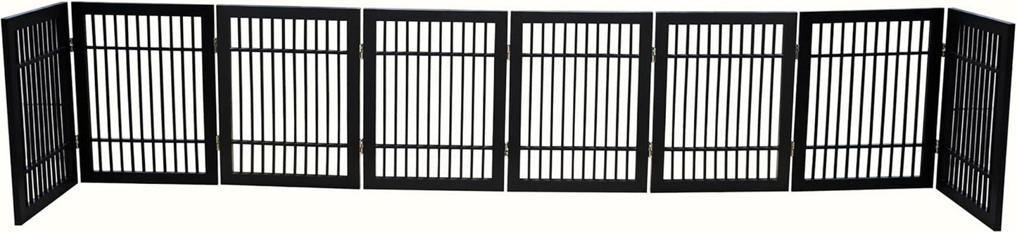 Urnporium Freestanding Wooden Dog Gate for Doorways – Foldable Acacia Wood Pet Gate, No Drill Portable Indoor/Outdoor Puppy Fence Barrier (White Pet Gate, 3 Panel 24" Tall)