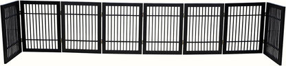 Urnporium Freestanding Wooden Dog Gate for Doorways – Foldable Acacia Wood Pet Gate, No Drill Portable Indoor/Outdoor Puppy Fence Barrier (White Pet Gate, 3 Panel 24" Tall)