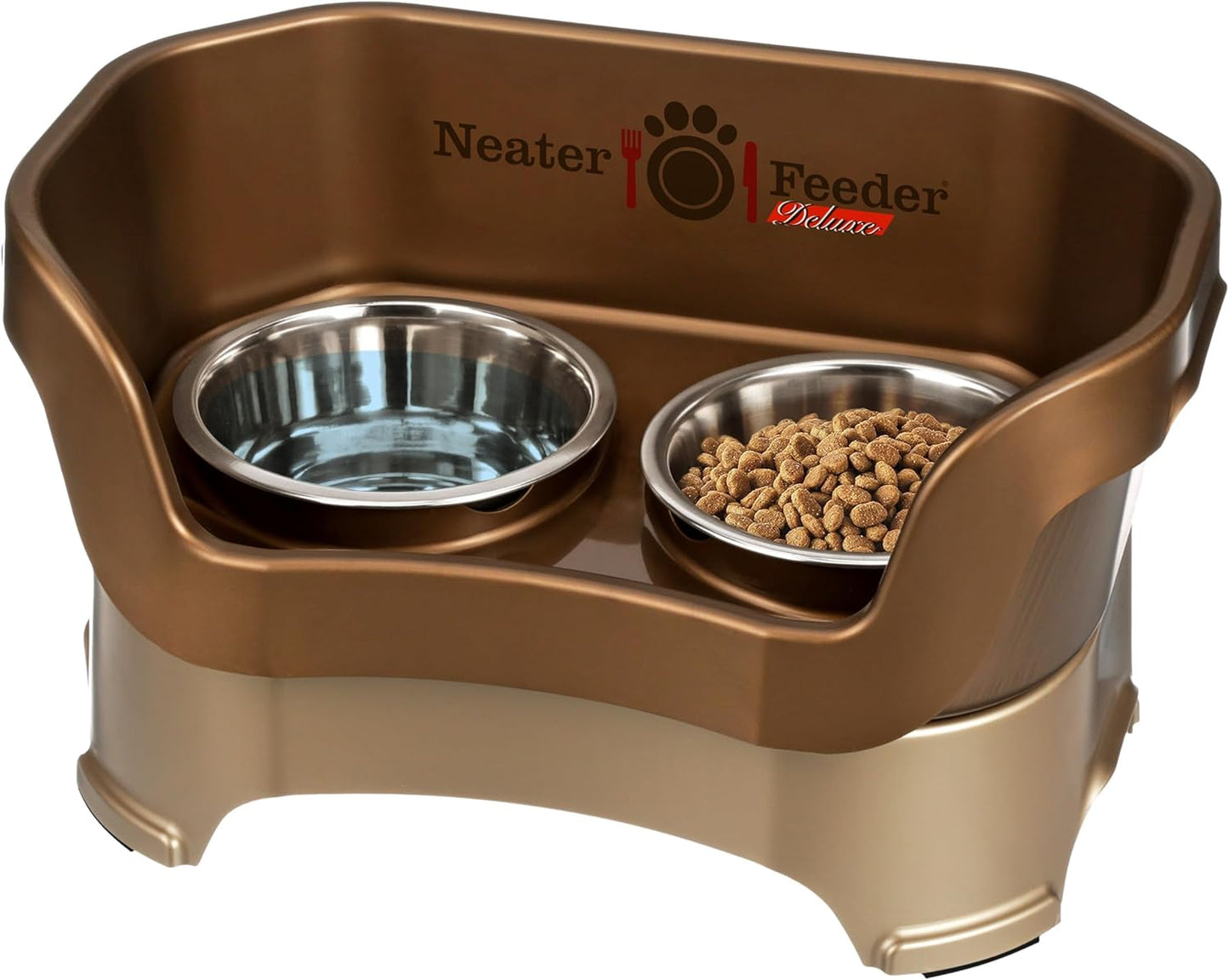 Neater Pet Brands Neater Feeder Deluxe Mess Proof Dog Bowls Elevated for Large Dogs Over 40 lbs, Made in USA, No Spill Raised Dog Food Bowl Stand Feeding Station, Food and Water Bowl Set, Black