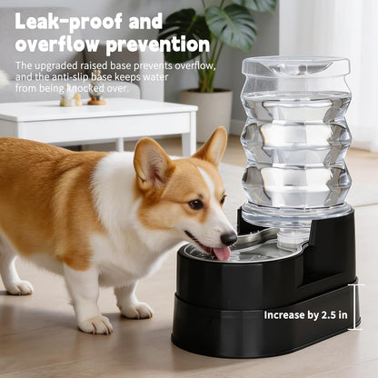 RIZZARI 8L Elevated Pet Water Dispenser – Stainless Steel Gravity Waterer with Auto-Refill Design for Medium and Large Dogs & Senior Pets -Comfortable Drinking Height for Living Rooms,Multi-Pet Homes