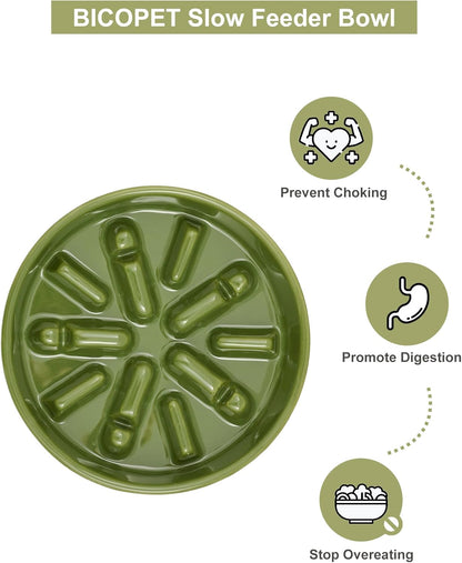 Ceramic Slow Feeder Dog Bowl, Maze Puzzle Non-Slip Silicone Base Stoneware Bowl for Small Medium Dogs, Heavy Duty Anti-Bloat Dog Food Bowl Dishwasher Safe – Apricot, Medium