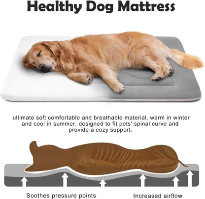 Large Dog Bed Soft Dog Crate Pad Mat 42 in Non-Slip Bottom Washable Dog Sleeping Mattress Pet Beds Cat Bed Kennel Pad, Dark Gray