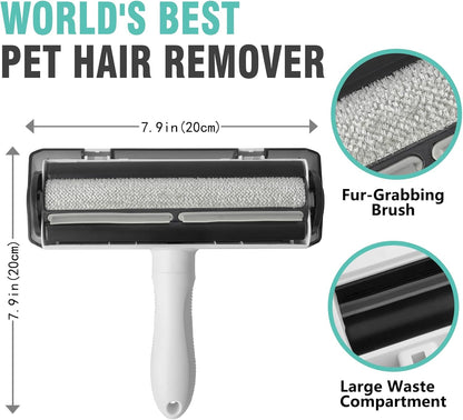 Reusable Lint Roller for Pet Hair - Washable Extra Sticky Gel Lint Remover, Eco-Friendly Dog & Cat Hair Roller for Clothes, Furniture, Carpet, Bedding, and Car Seat, (Travel Size). White.