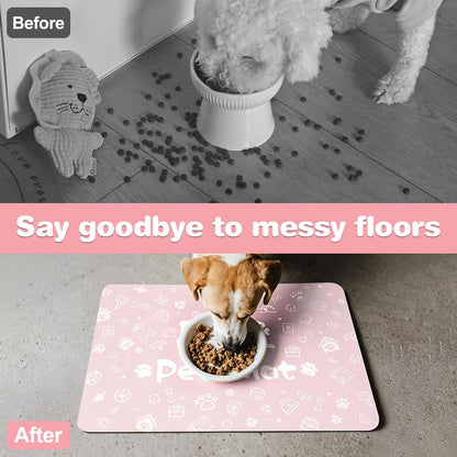 Pet Feeding Mat,Dog Cat Mat for Food and Water,Dog Bowl Waterproof Placemat with Rubber Backing,Absorbent Quick Dry Water Dispenser Mat for Pet（Dark Gray 12"×18"）