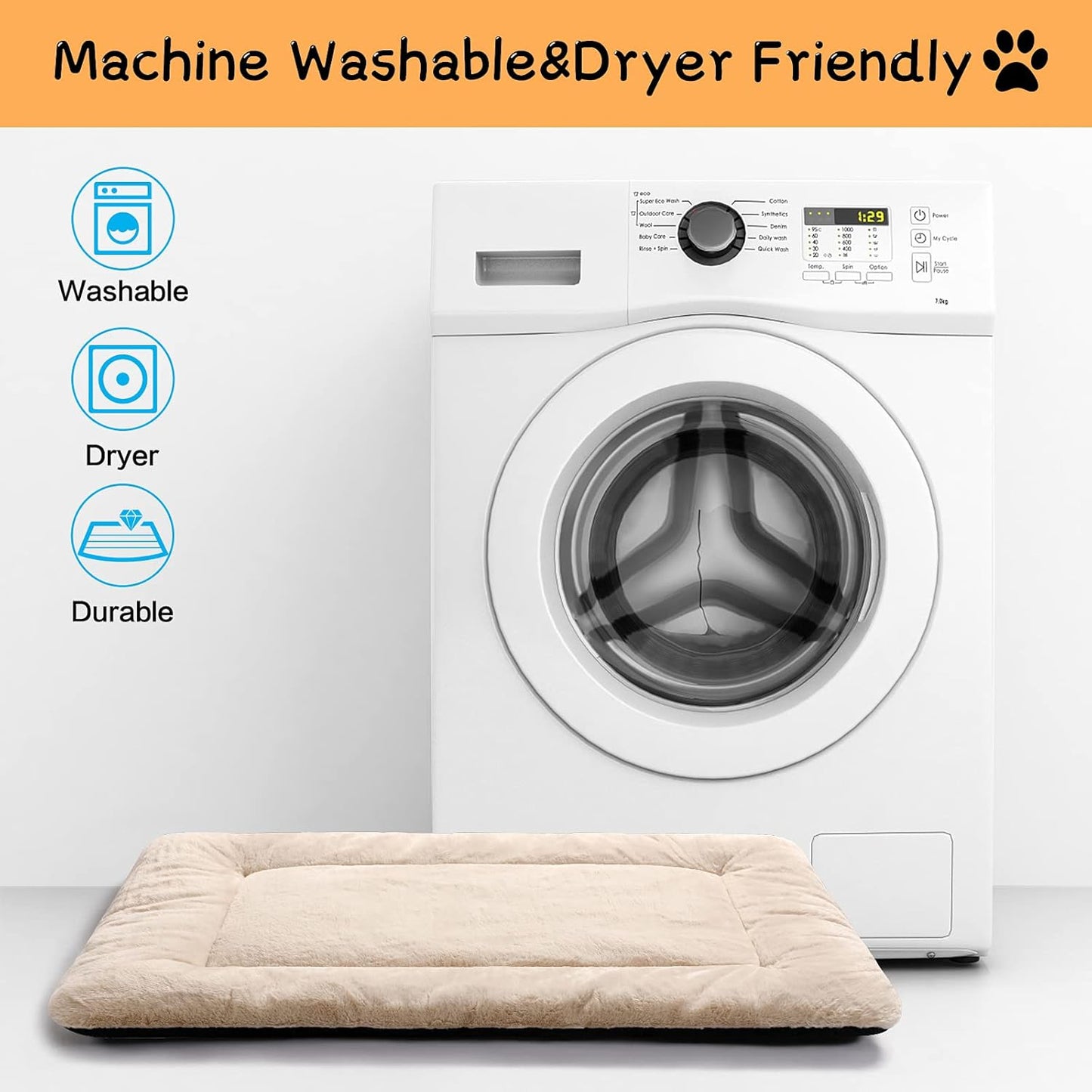 Dog Beds Crate Pad for Medium/Large Dogs Fit Metal,Ultra Soft, Washable & Anti-Slip Kennel Pad for Dogs Cozy Sleeping Mat,Gray 36inch