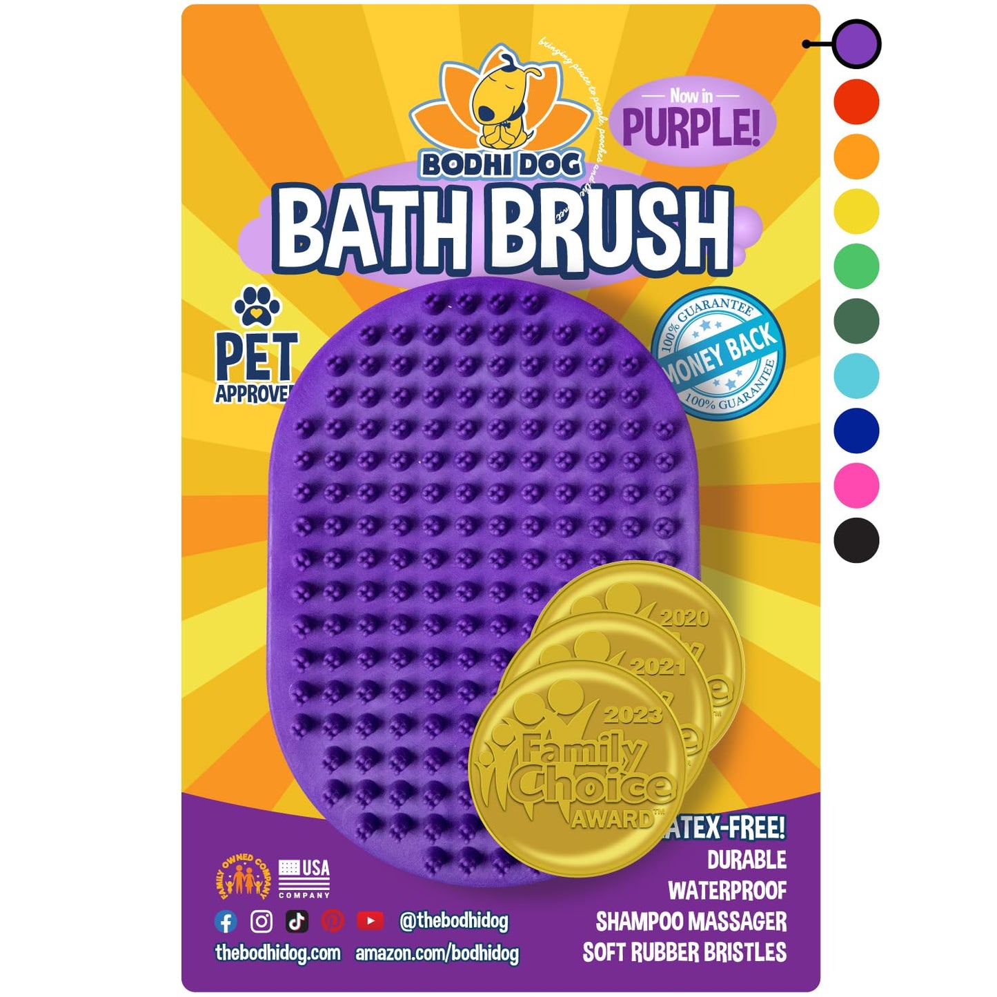 Bodhi Dog Shampoo Brush - Pet Grooming & Bath Supplies for Dogs and Cats - Bath Brush for Long & Short Hair - Premium Scrubber for Shower, Bathing & Massage (One Pack, Blue)