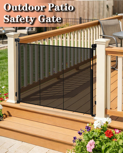 240'' Extra Wide Retractable Baby Gates for Large Opening, 42" Tall Retractable Dog Pet Gate with Support Rods, Long Mesh Screen Child Safety Gate for Garage Doorways Deck Stairs Yard Outdoor Indoor