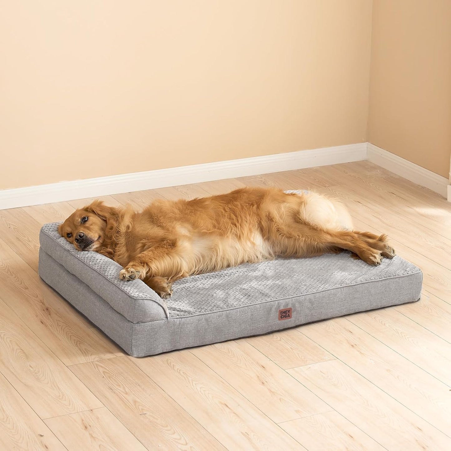 EHEYCIGA Orthopedic Dog Bed Medium Size Dogs, Memory Foam Dog Bed with Washable Removable Cover, Waterproof Pet Sofa Couch for Crate with Nonskid Bottom, 30x20x6, Grey