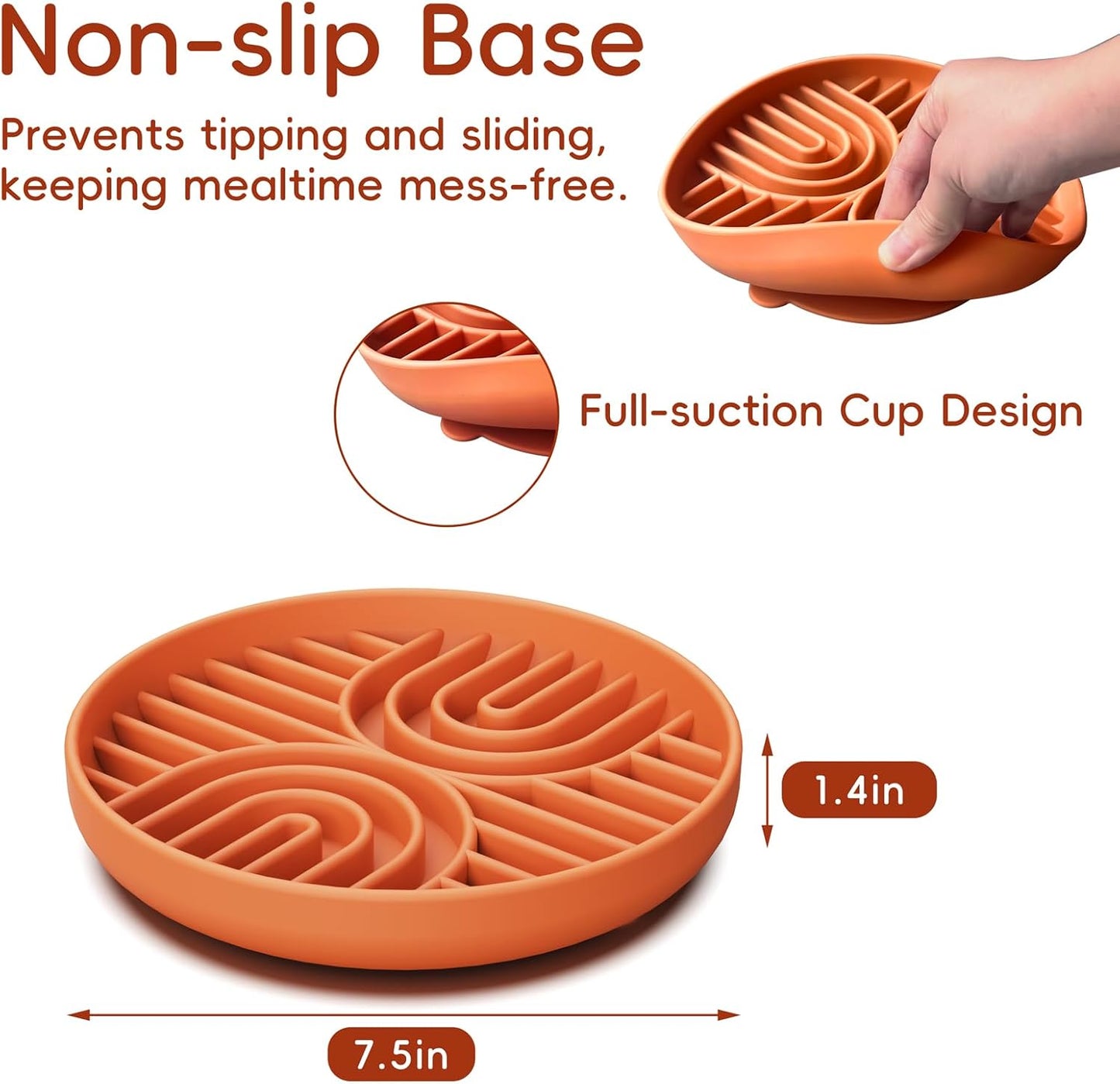 Slow Feeder Dog Bowls, Silicone Slow Feeder for Dogs & Puppies, Dog Puzzle Bowl with Suction Cup for Anxiety Relief, Slow Eating, Dishwasher Fit, for All Breed, Grey