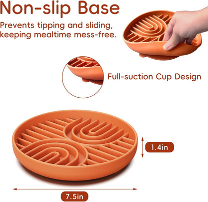 Slow Feeder Dog Bowls, Silicone Slow Feeder for Dogs & Puppies, Dog Puzzle Bowl with Suction Cup for Anxiety Relief, Slow Eating, Dishwasher Fit, for All Breed, Grey
