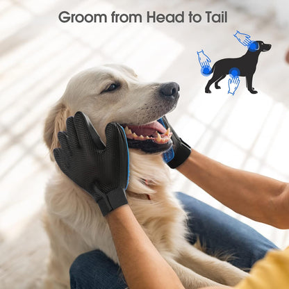 Pet Hair Remover Glove - Gentle Pet Grooming Glove Brush - Deshedding Glove - Massage Mitt with Enhanced Five Finger Design - Perfect for Dogs & Cats with Long & Short Fur - 1 Pack (Right-hand), Green
