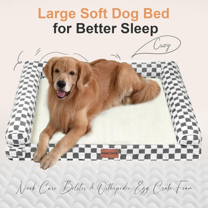 Large Dog Bed Orthopedic Washable: Beds Bolster XL Bed Large Big Dogs Memory Foam Couch Sofa Waterproof with Removable Cover