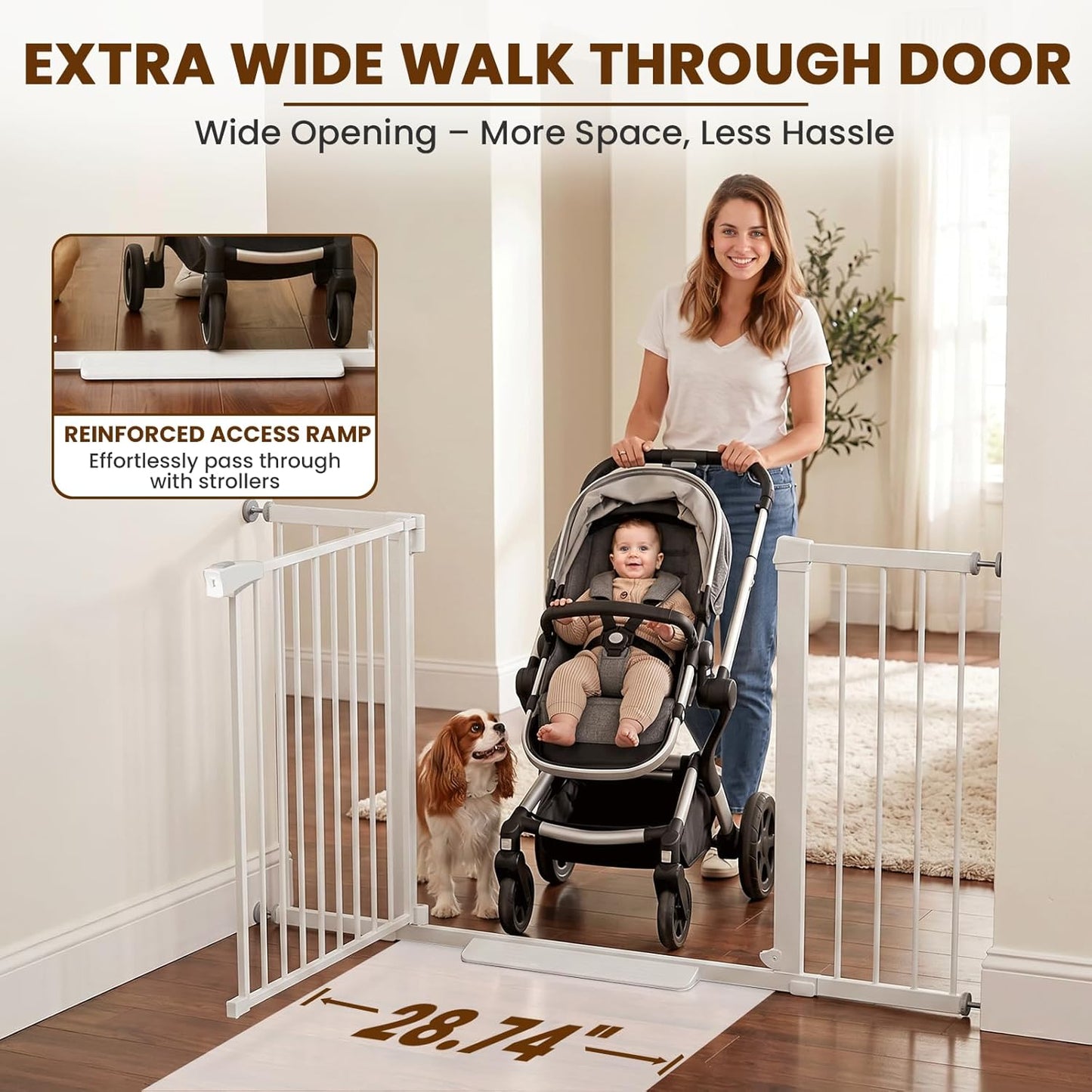 Mumeasy 36" High Extra Tall Dog Gate, 29.6"-40.5" Wide Pressure Mounted Tall Baby Gate for Dog, Auto Close Pet Gate with Door for Stairs,Doorways,House,Black