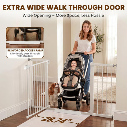Mumeasy 36" High Extra Tall Dog Gate, 29.6"-40.5" Wide Pressure Mounted Tall Baby Gate for Dog, Auto Close Pet Gate with Door for Stairs,Doorways,House,Black